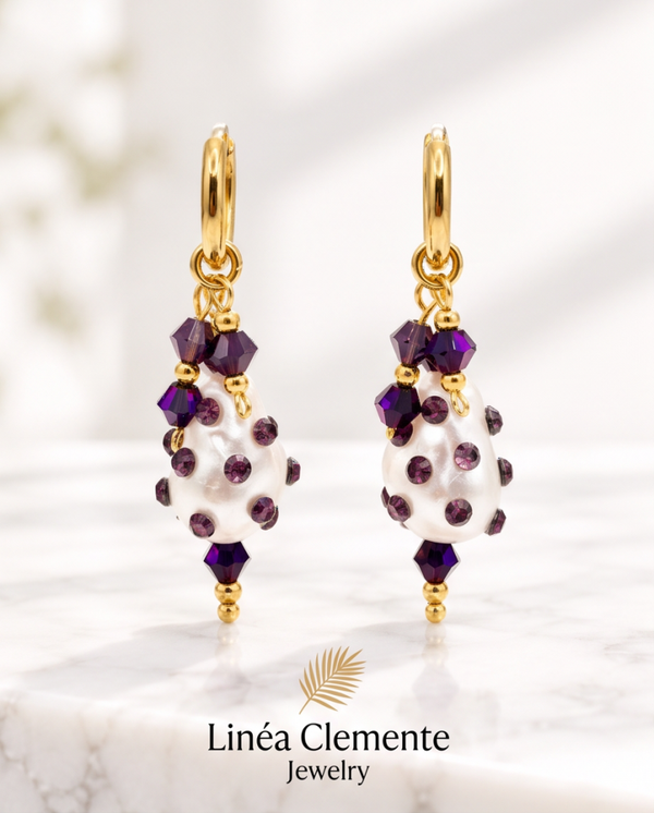 Oorbellen Purple Pearl