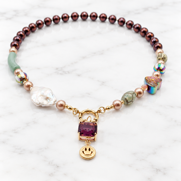 Kralen ketting mixed Brown Lucé d'Oro