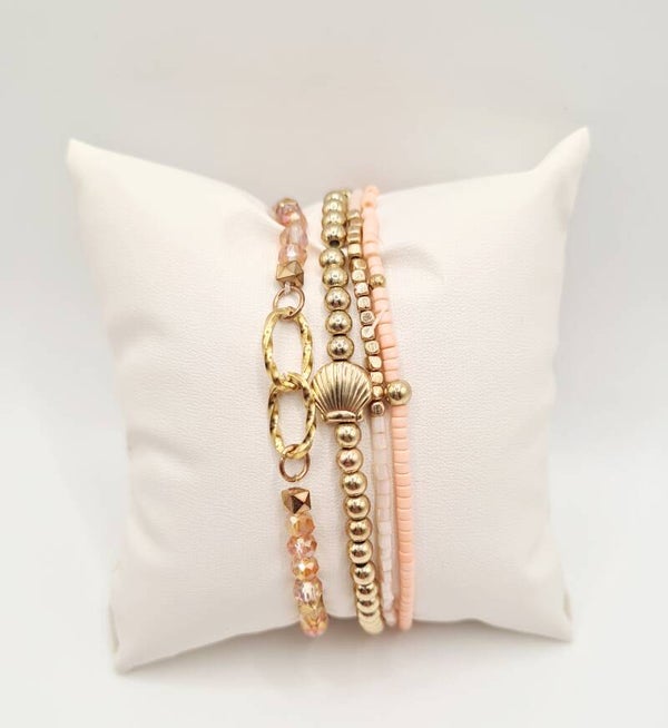 Armbandenset zacht roze & goud