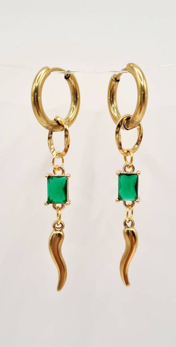 Oorbellen green gold pepper