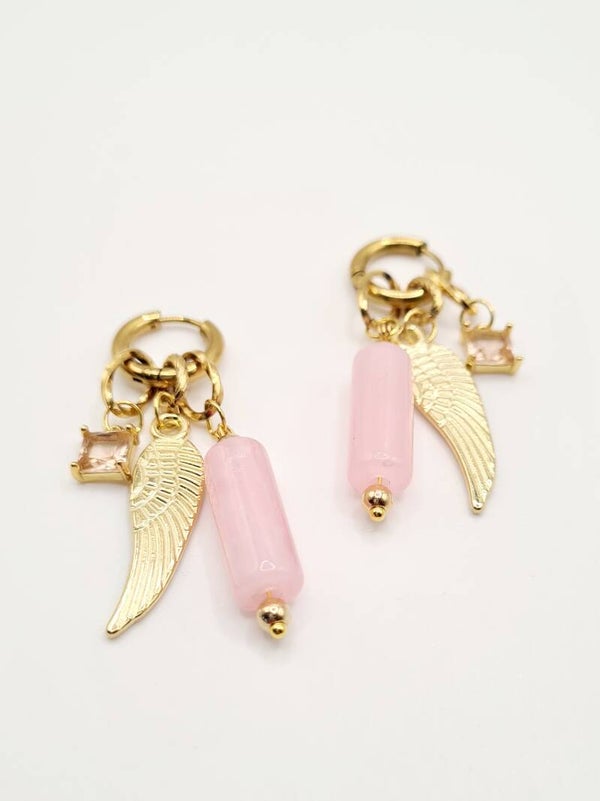 Oorbellen pink wings