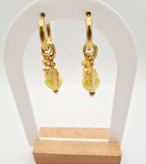 Oorbellen met goud & zachtgeel