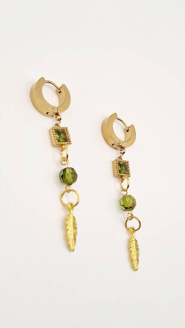 Oorbellen green leaf