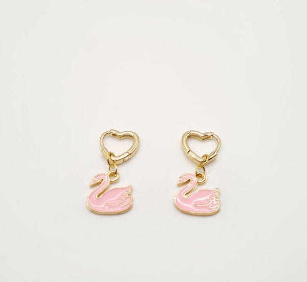 Oorbellen pink Swan