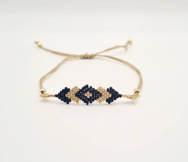 Kralen armband zwart-goud handgemaakt