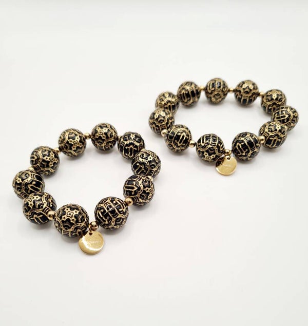 Armband met zwart gouden kralen