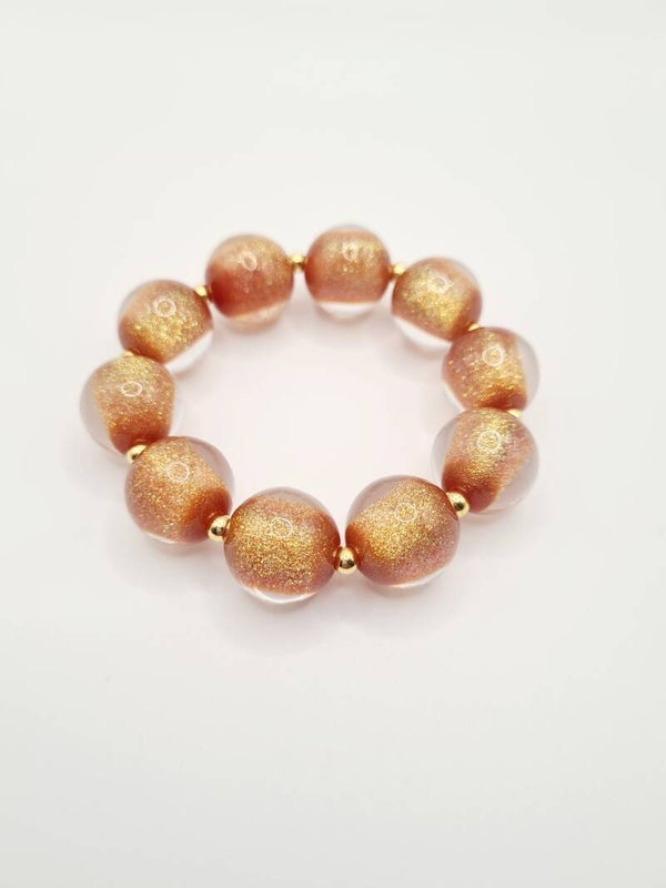 Grote kralen armband glaskraal rosé