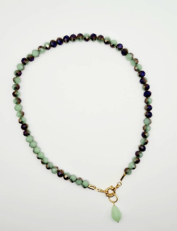 Feestelijke ketting mintgroen & aubergine