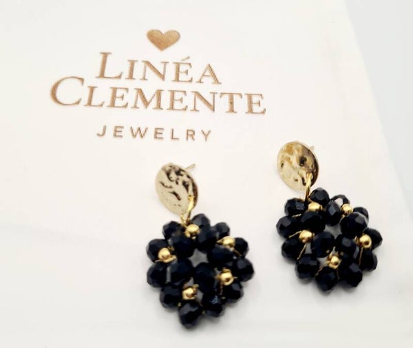 Feestelijke gouden zwarte statement oorbellen