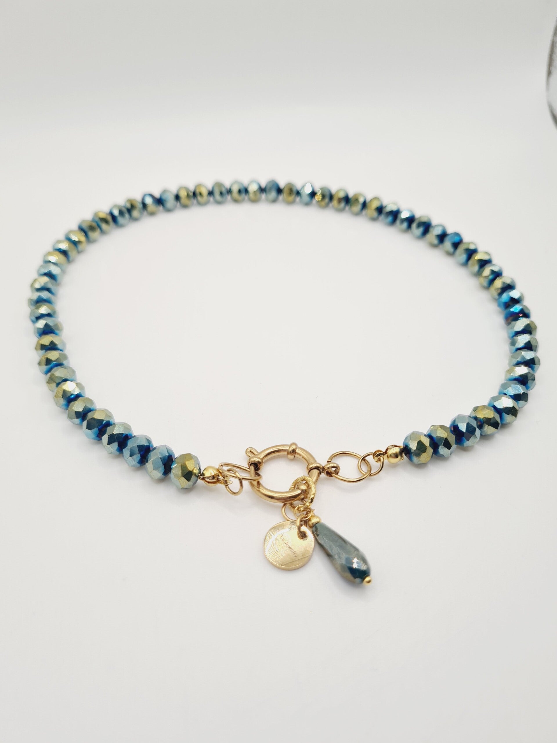 Feestelijke ketting diepgroene tinten met verwisselbare bedels