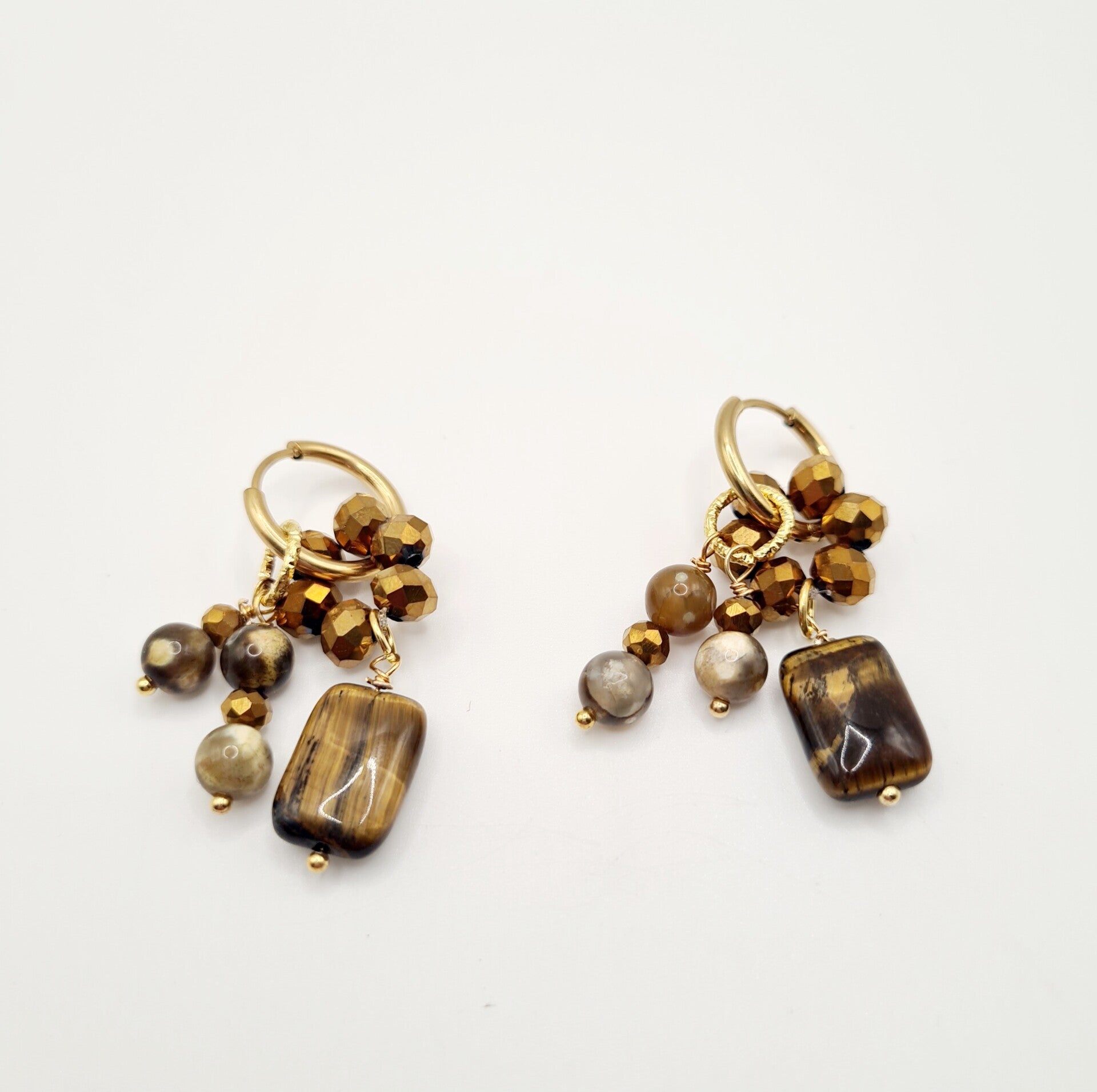 Out of Africa bruin-groene natuursteen oorbellen