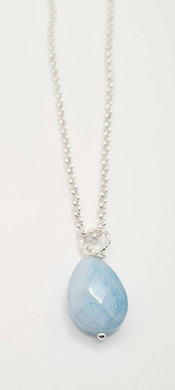 Aquamarijn ketting zilver