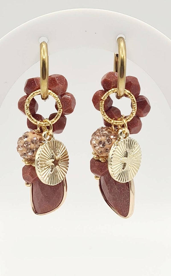 Gold Brownn Sparkle oorbellen