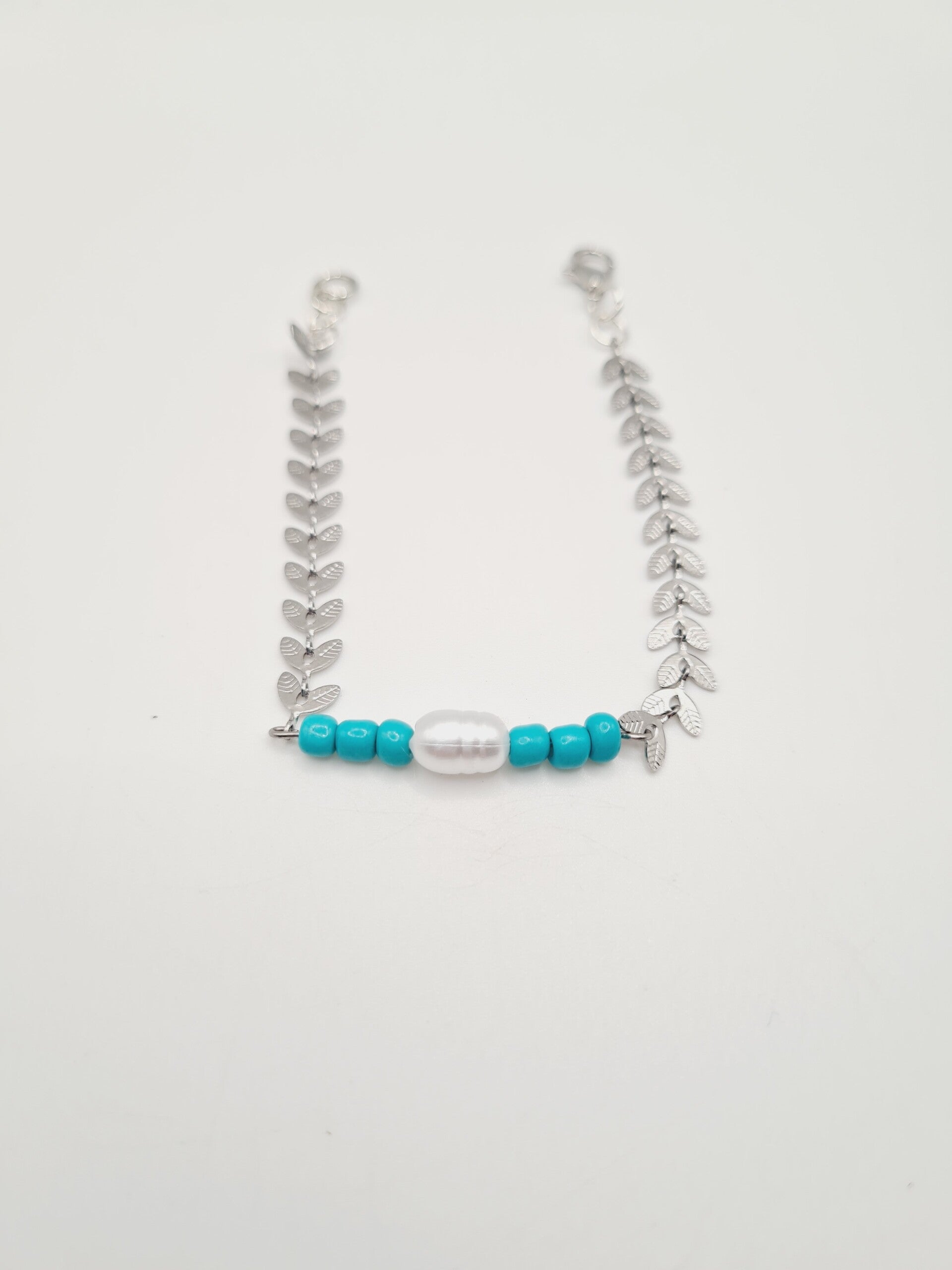 Zilveren armband aqua pearl