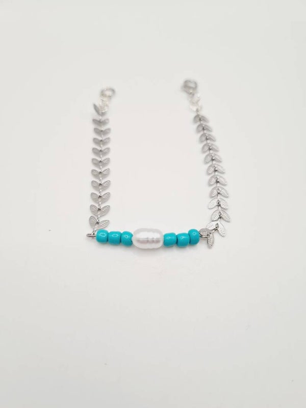 Zilveren armband aqua pearl