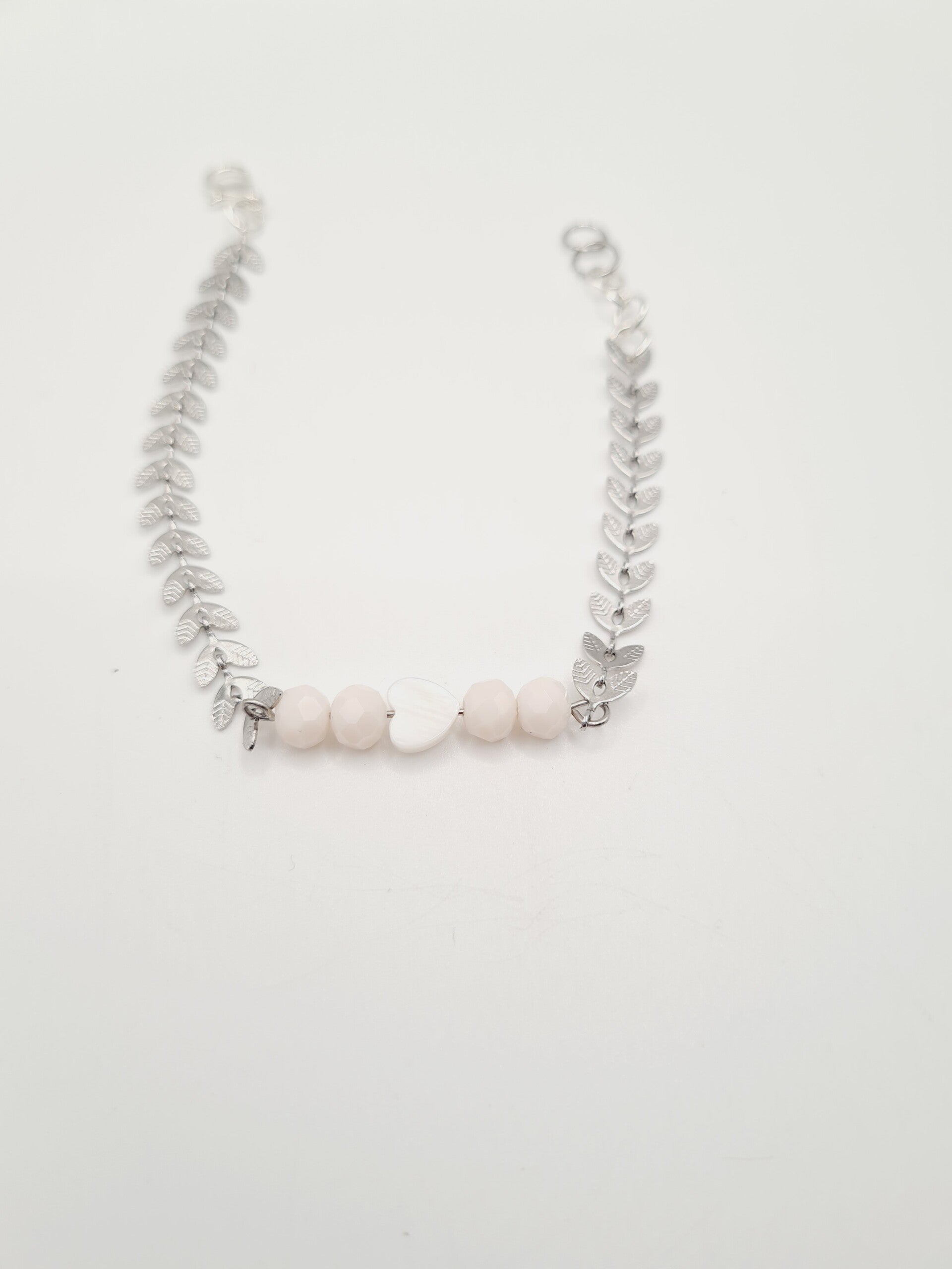 Zilveren armband pink hart