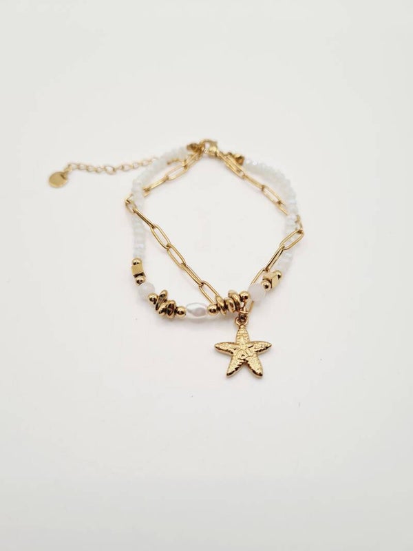 Dubbele armband goud Starfish