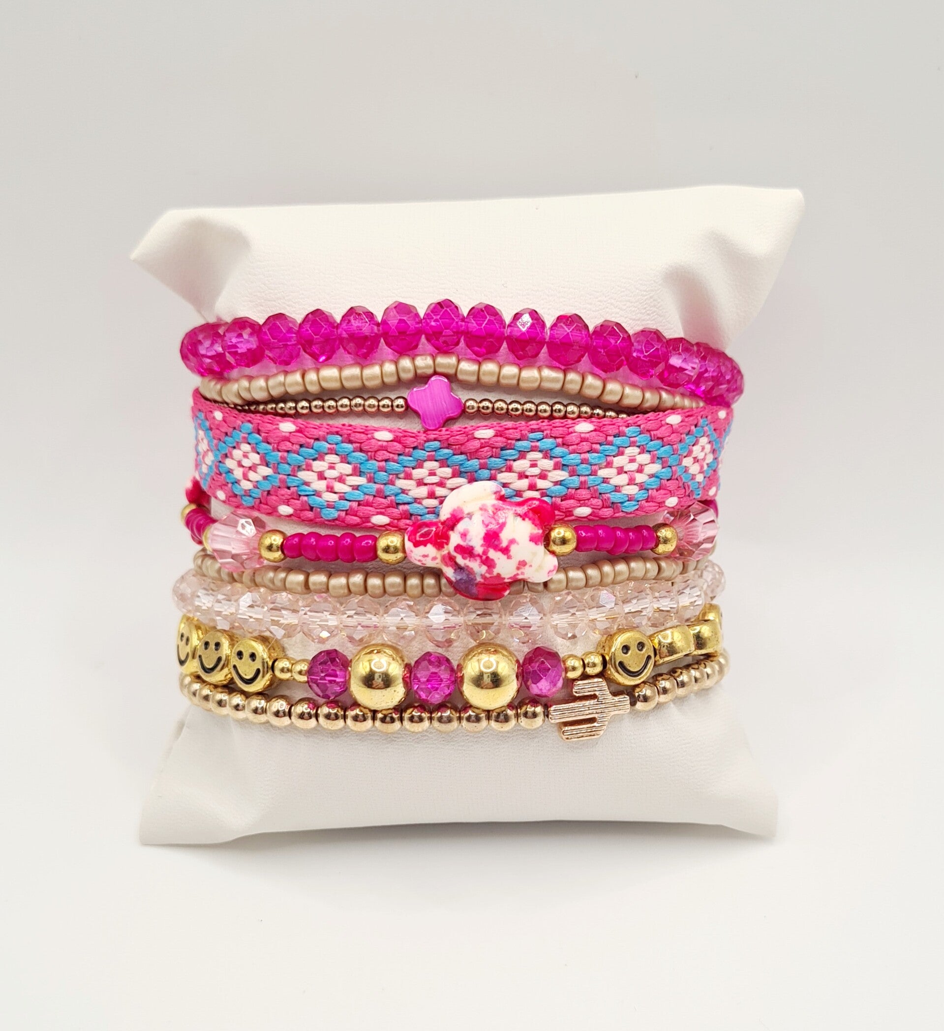 Armbanden set fuchsia smile