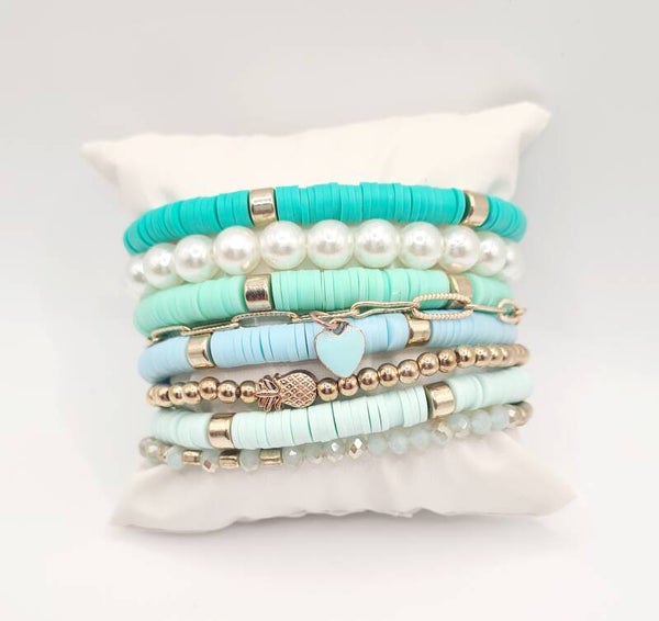 Armbanden set pastel green