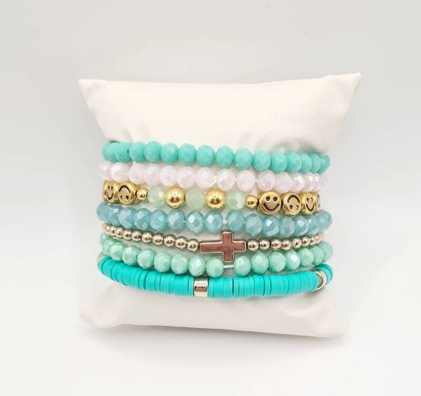 Armbanden set aqua blue