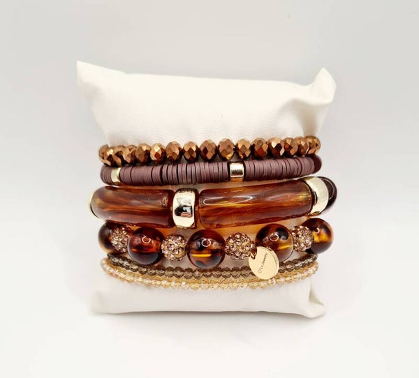 Armbanden set tiger brown
