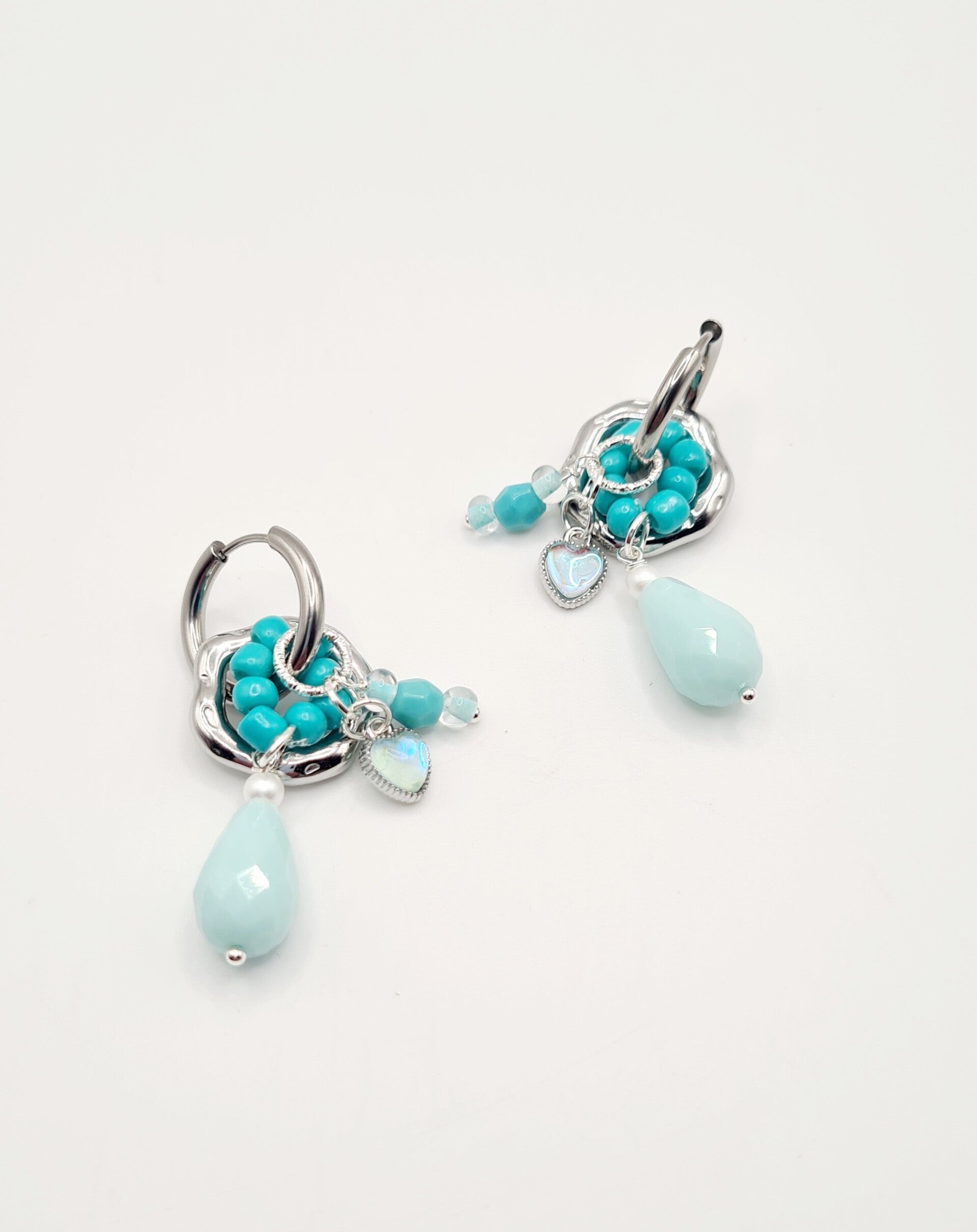 Oorbellen Silver Aqua
