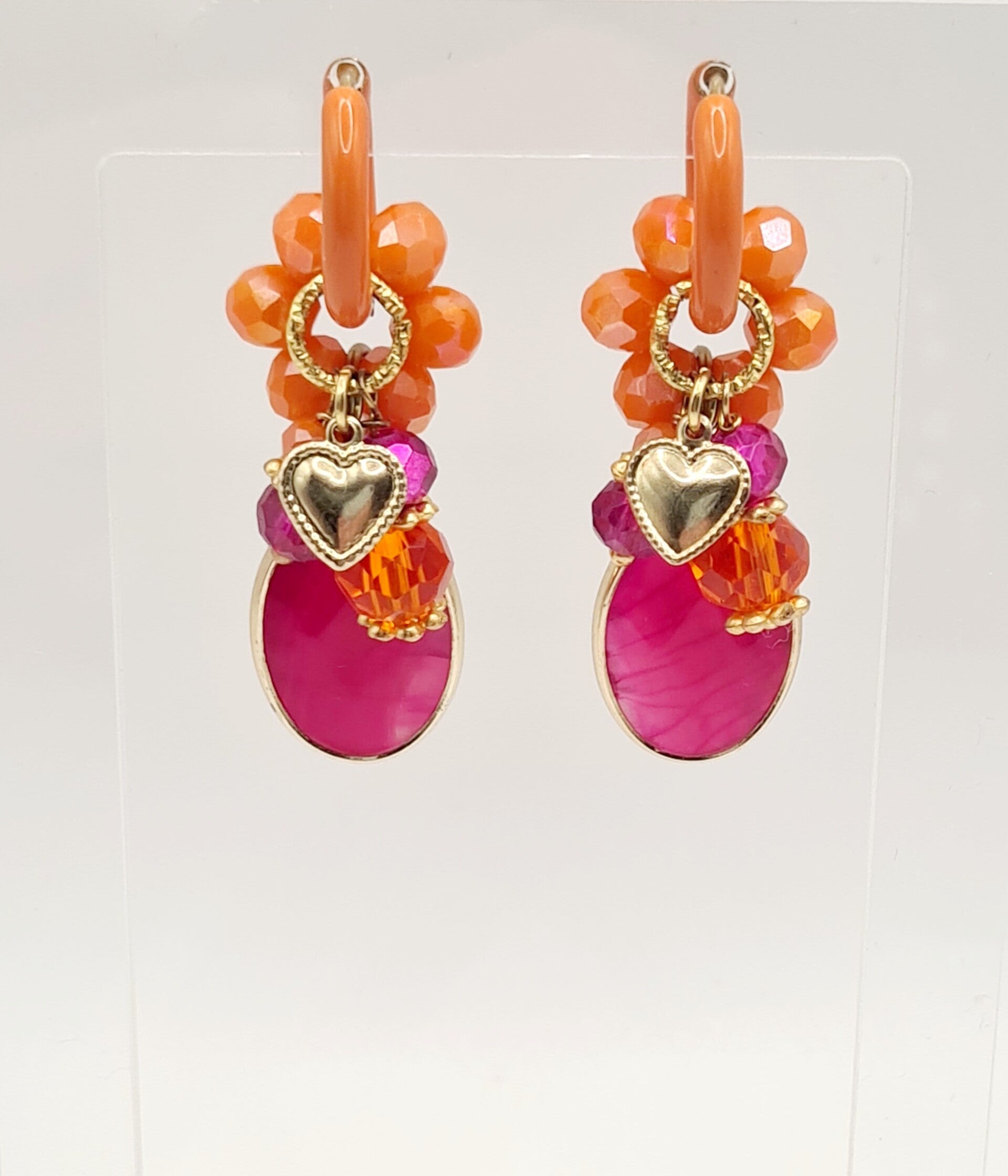 Oorbellen orange fuchsia summer