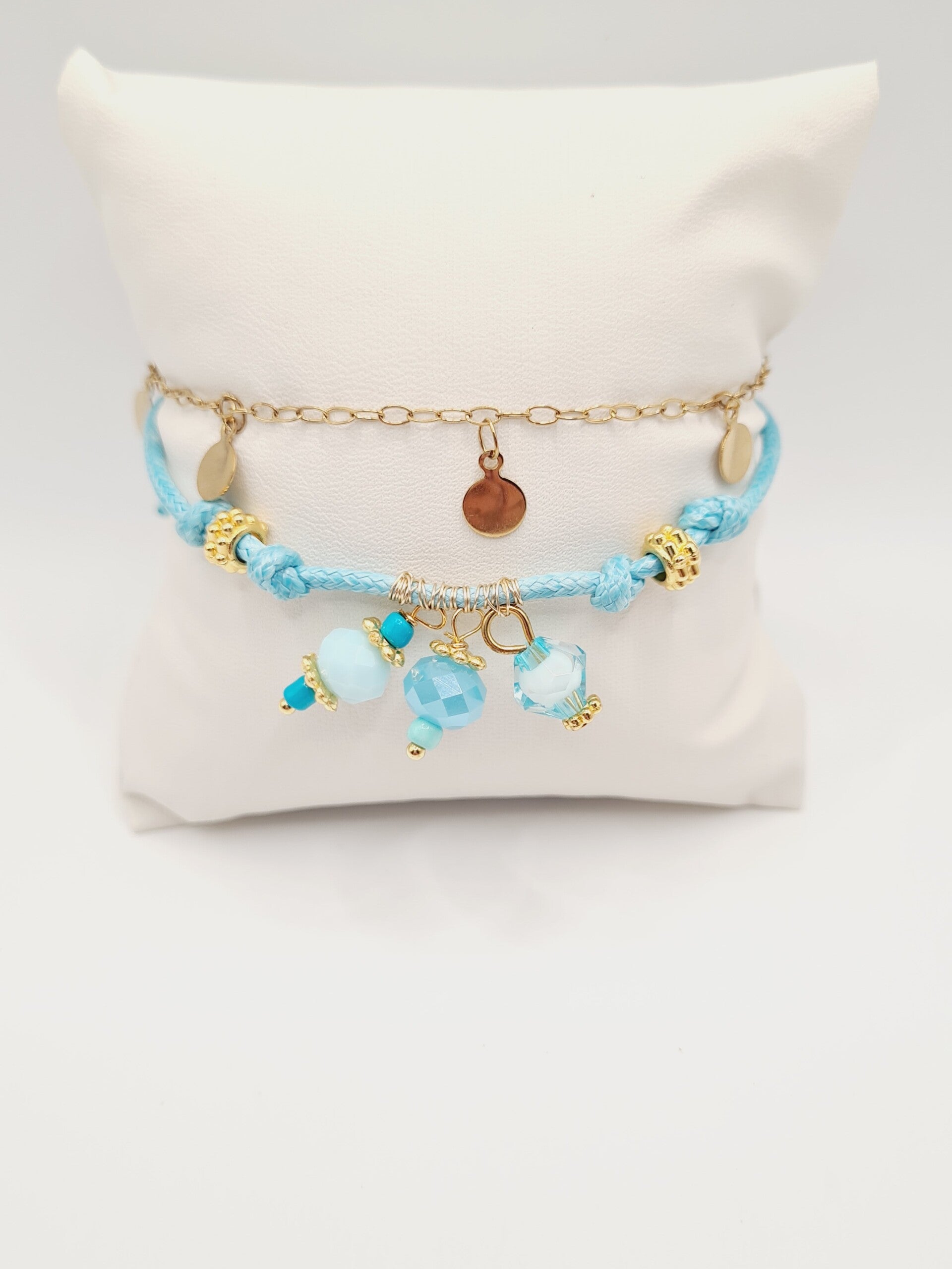 Armband aqua blue gold