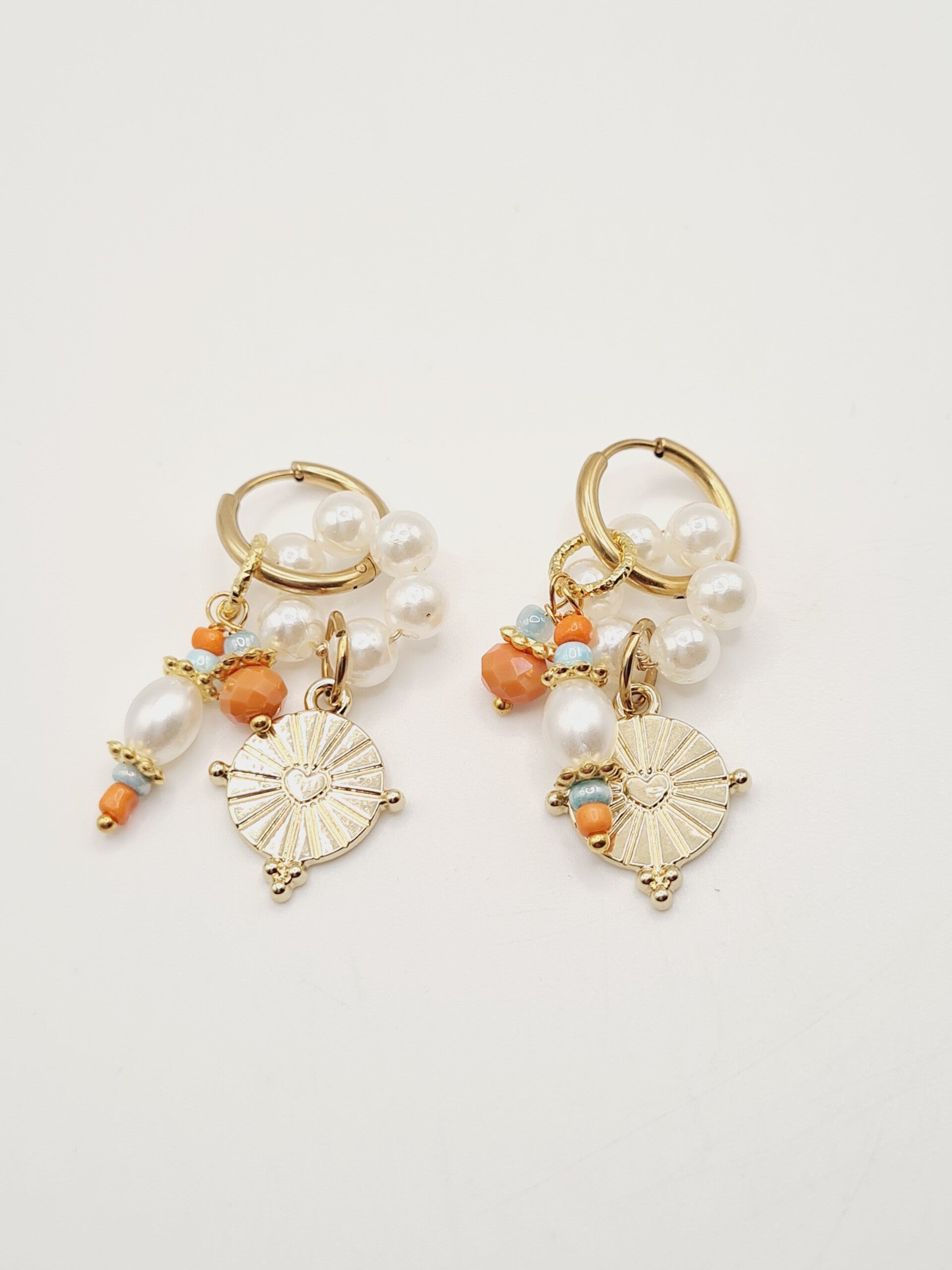 Oorbellen orange blue harts