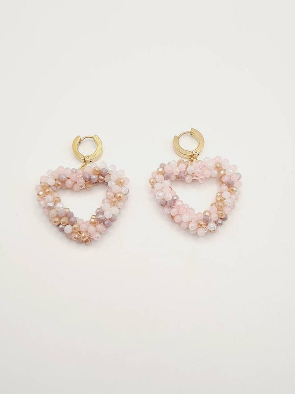Oorbellen Powder Pink Lila Harts
