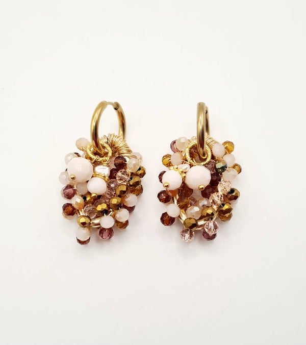 Oorbellen Pink Brown Boho