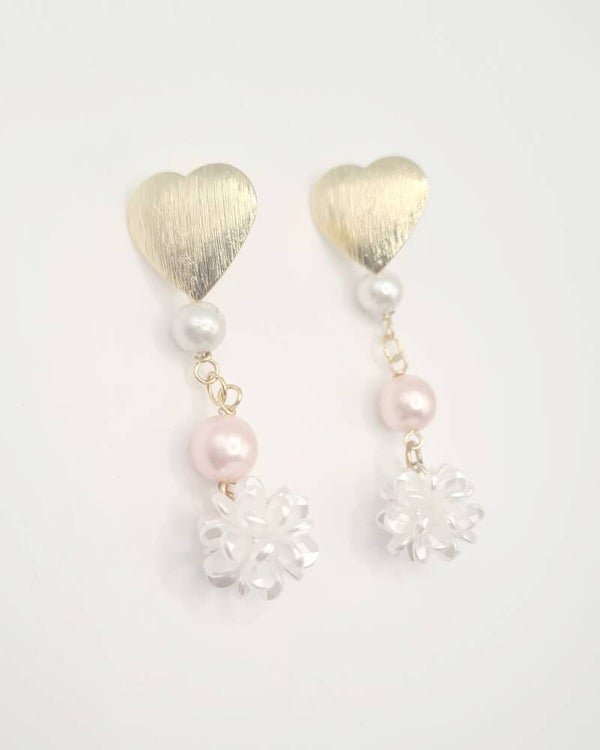 Oorbellen Gold Pink Pearl