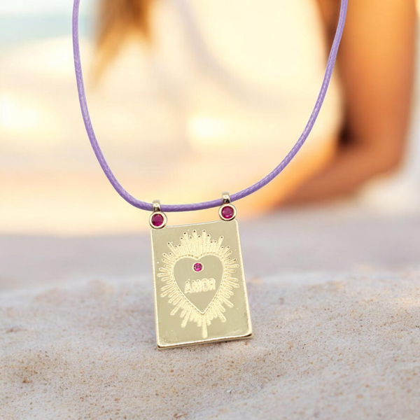 Ketting Amor goud fuchsia paars