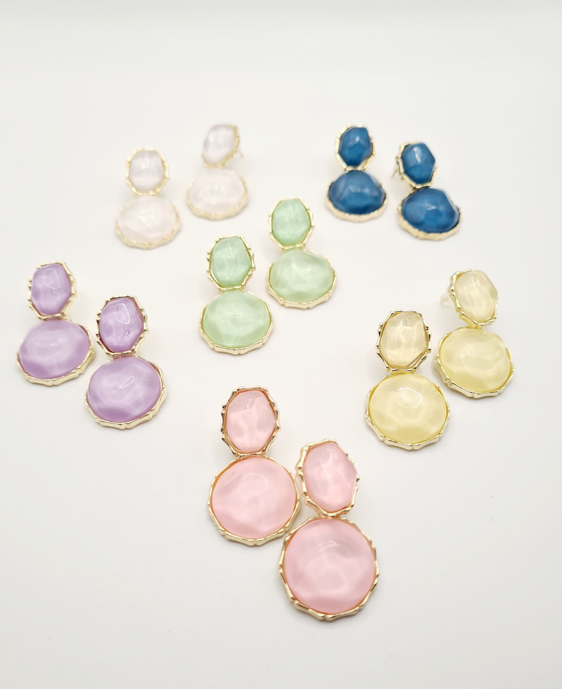 Oorbellen kleurijke pastel en blauw