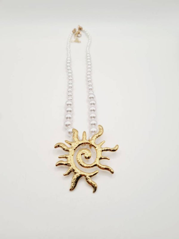 Ketting grote zon met pareltjes