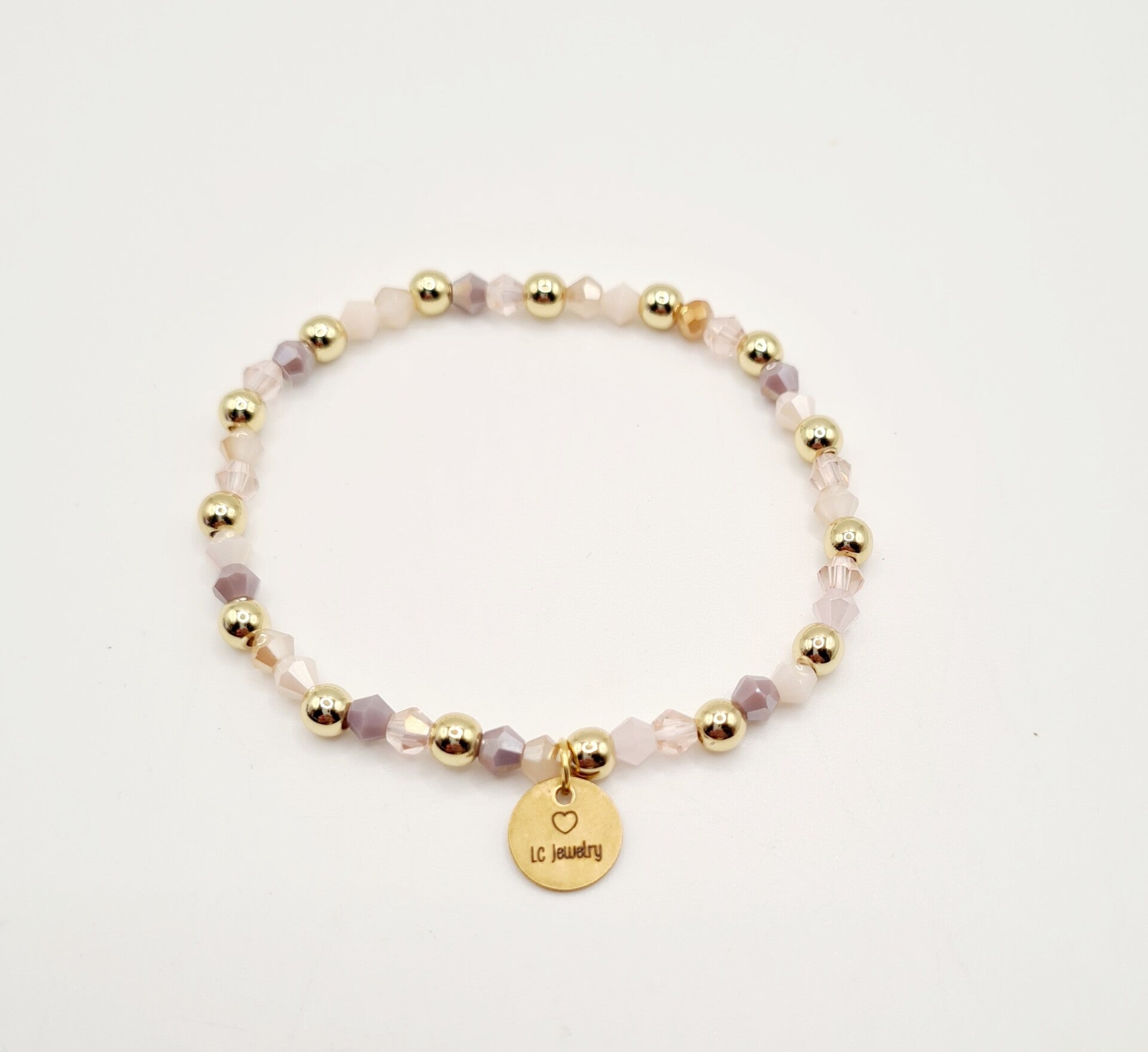 Binnenkort weer op voorraad. Gold filled 18k armband 5mm met facetkralen