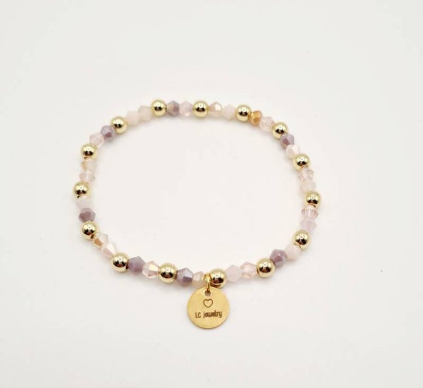 Binnenkort weer op voorraad. Gold filled 18k armband 5mm met facetkralen