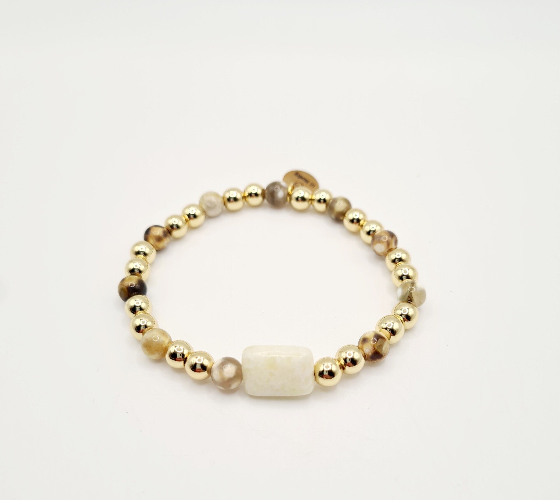 Gold filled armband 6mm met natuursteen