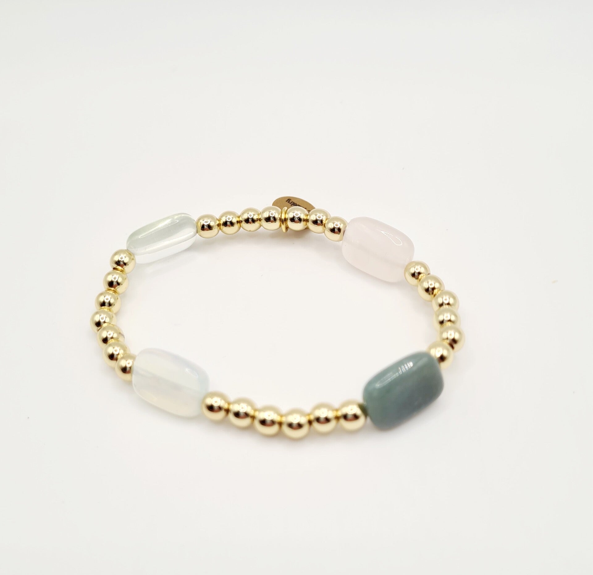Gold filled 18k goud armband 6mm met diverse natuursteentjes