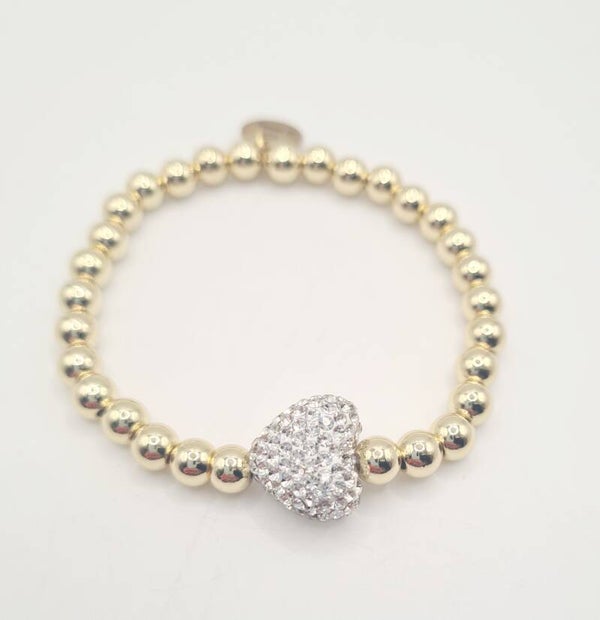 Gold Filled 18k armband 6mm Sparkle Hart
