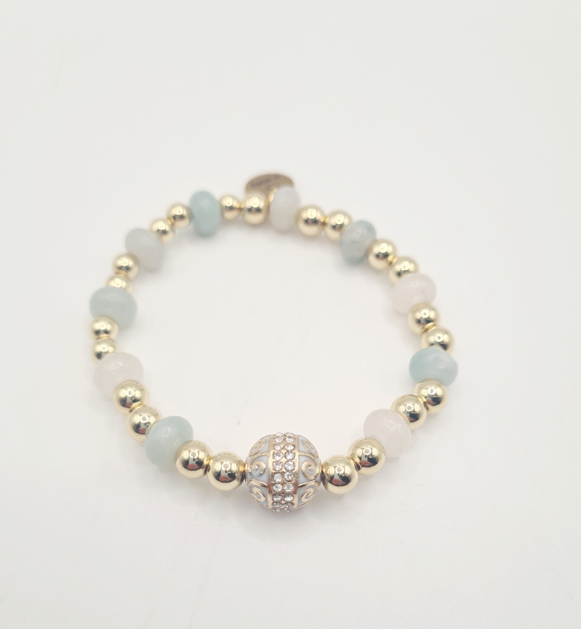 Gold filled 18k armband 6mm met Bohemian Kraal