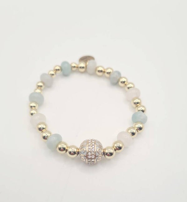 Gold filled 18k armband 6mm met Bohemian Kraal