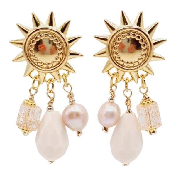 Sun & pearl oorbellen