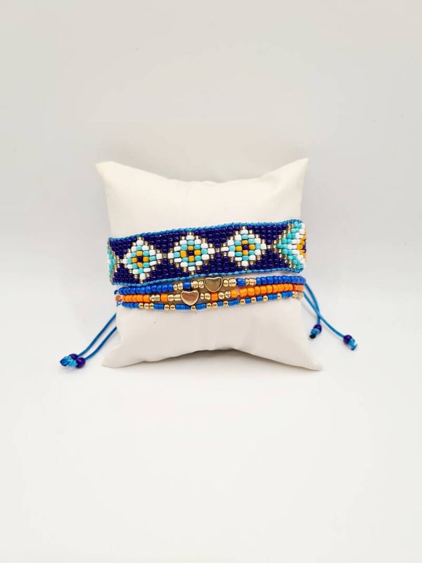 Armbanden set oranje & blauw