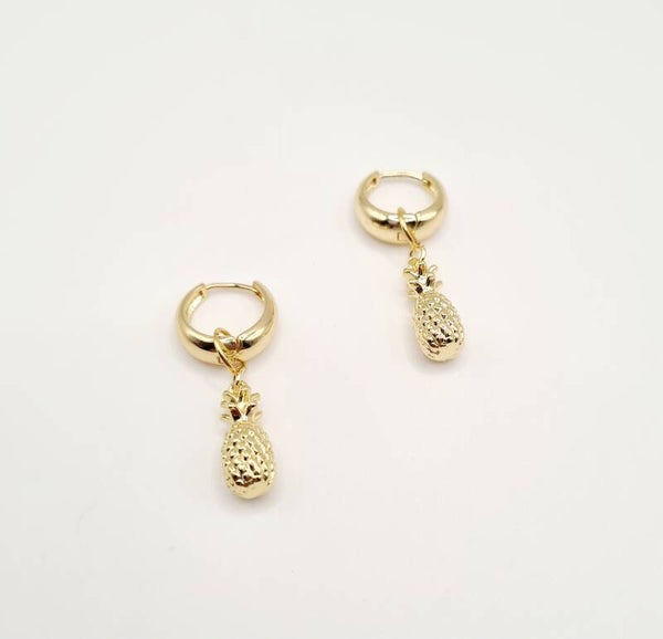 Oorbellen gold plated pineapple fun - ananas