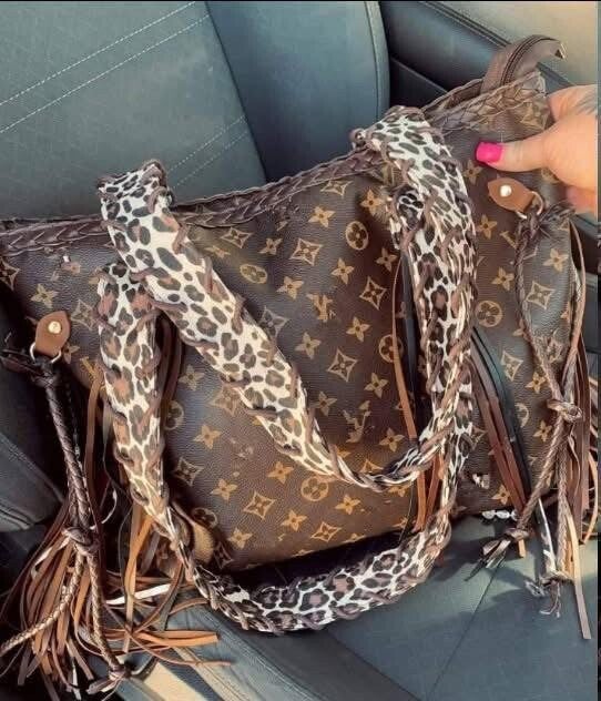 LV leopard strap purse