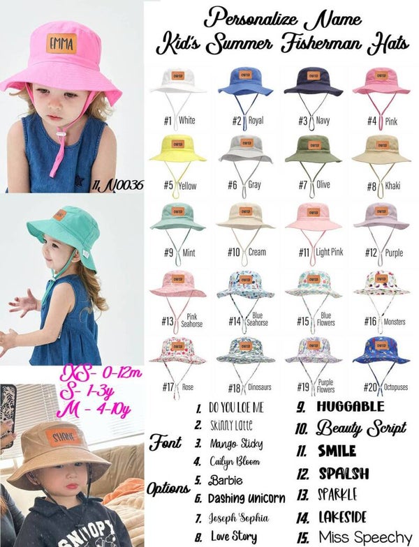 Kids Name Summer Hats
