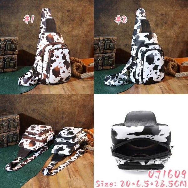 Crossbody cow print bag