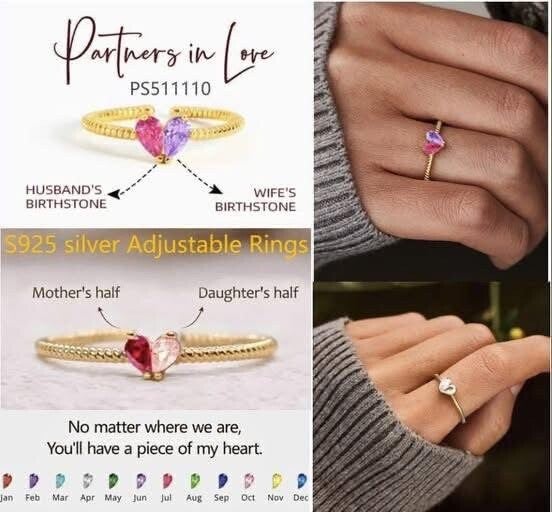 Birthstone heart ring