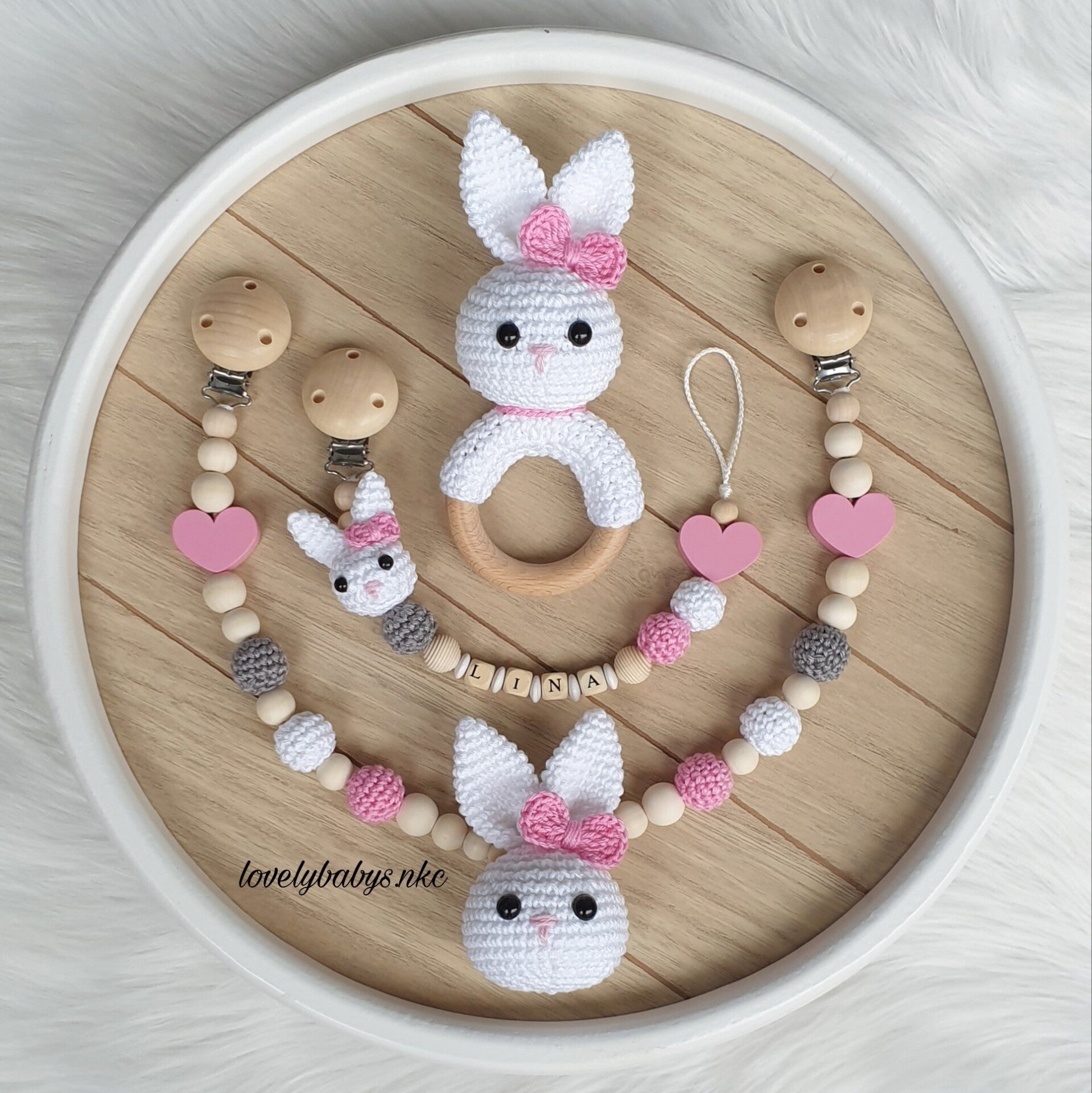 3'er Set Hase/Herz pink